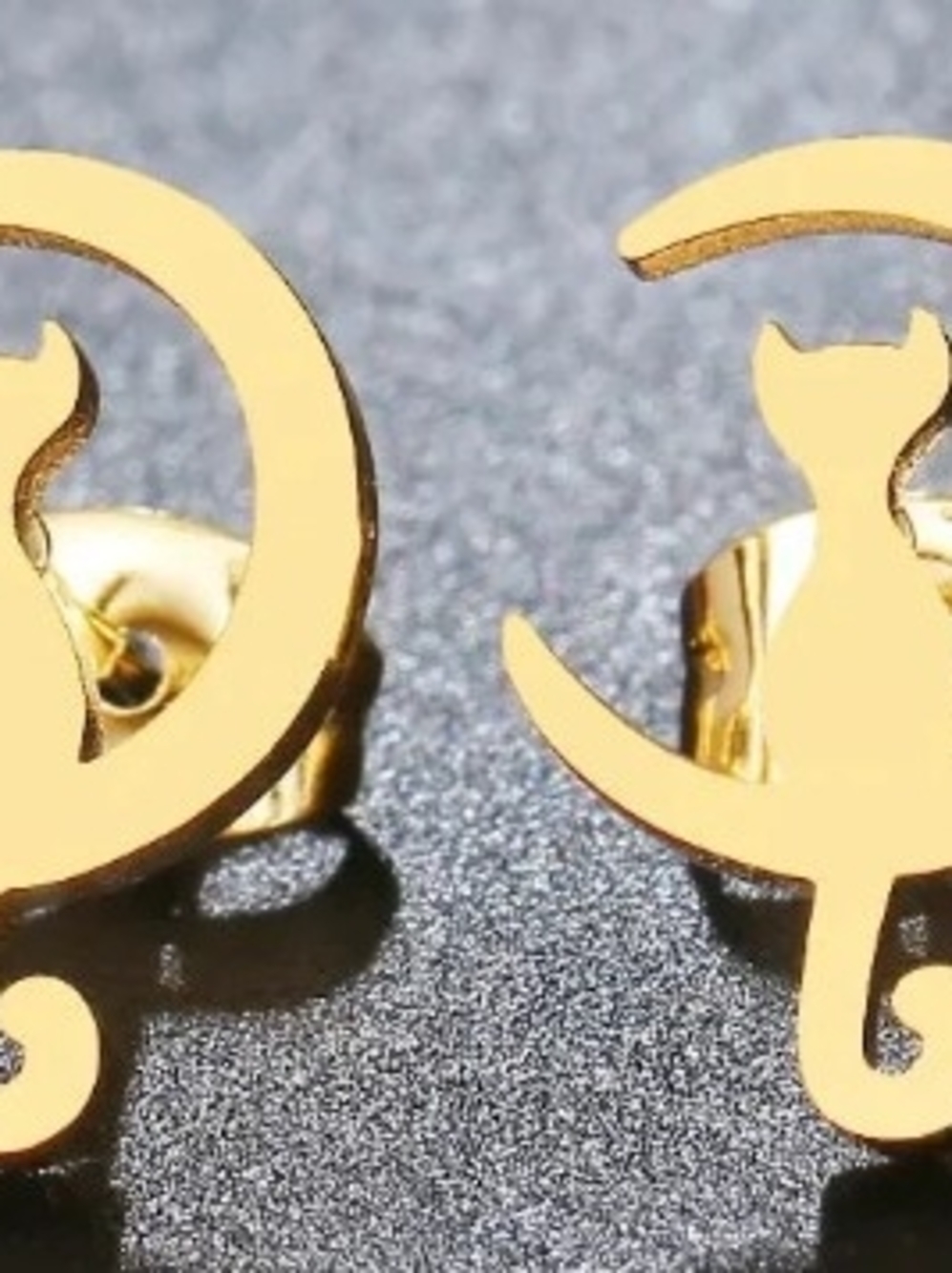 Gold Cat Silhouette Stud Earrings